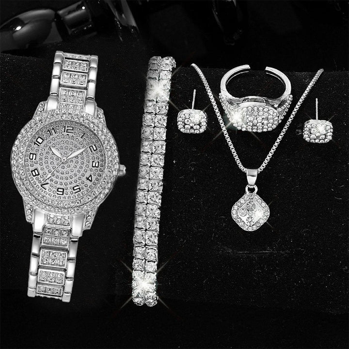 Full-Diamond Roman Dial Starry Sky Women's Watch Set