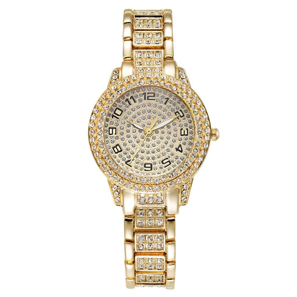Full-Diamond Roman Dial Starry Sky Women's Watch Set