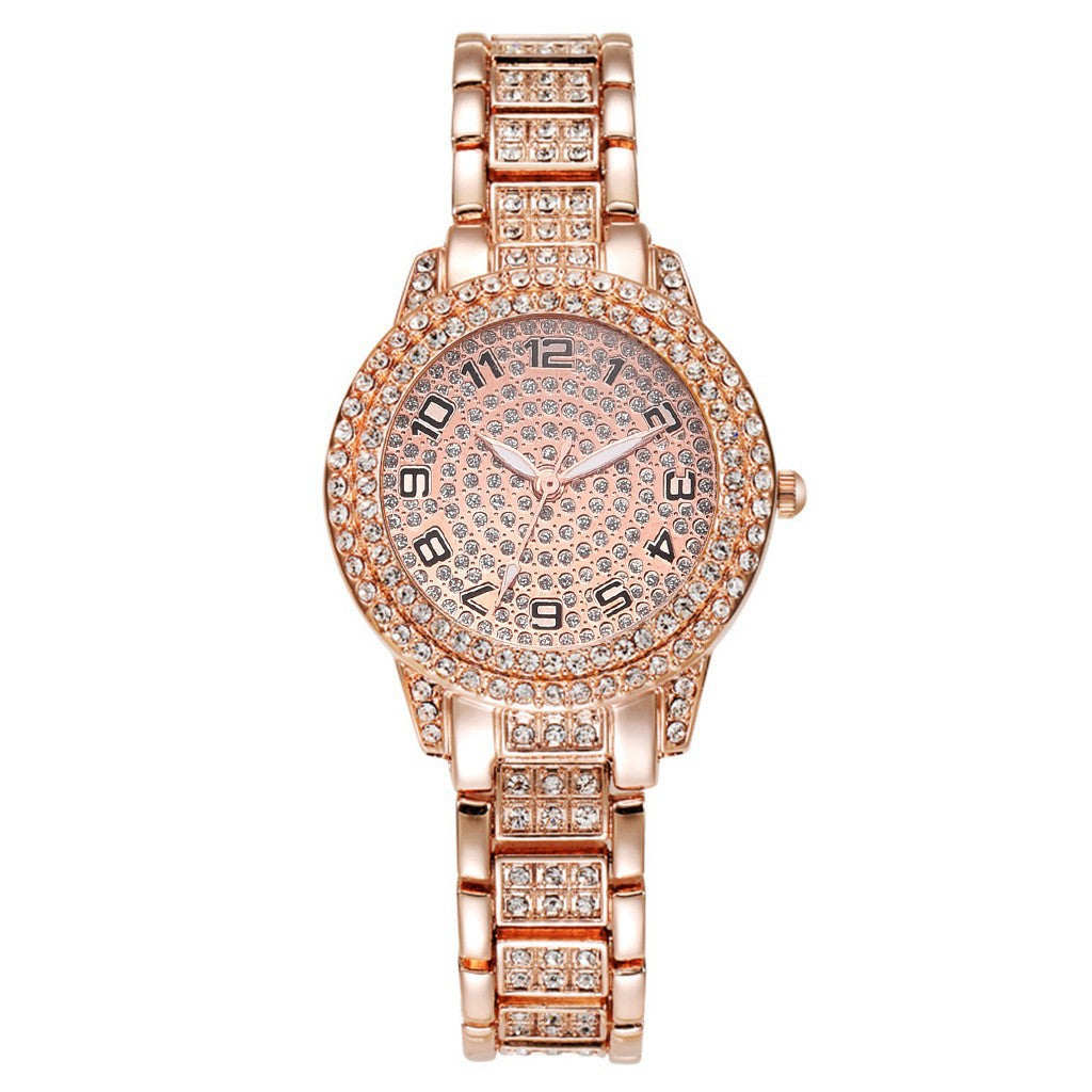 Full-Diamond Roman Dial Starry Sky Women's Watch Set