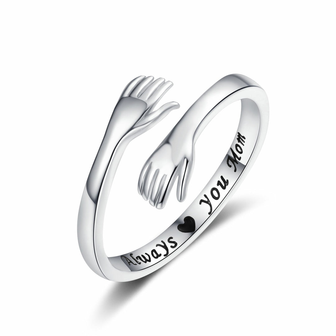 Engraved Hug Hands Ring for Women – Fashionable European & American Style