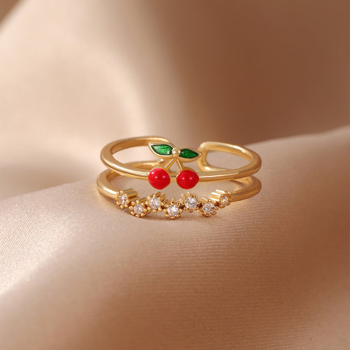 Gold Cherry Fruit Ring for Women