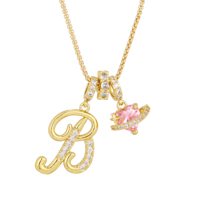 Dopamine 26 English Floral Letter Necklace - Girls' Light Luxury Niche High-End Jewelry