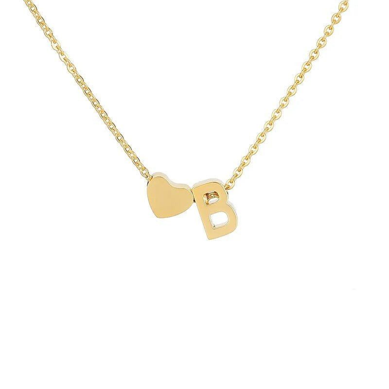 Heart & Initial Letter Choker (26 Letters Optional | Gold/Silver Dual Tone)