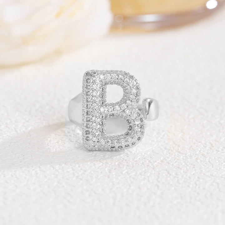 Bubble Letter Full-diamond Open Ring