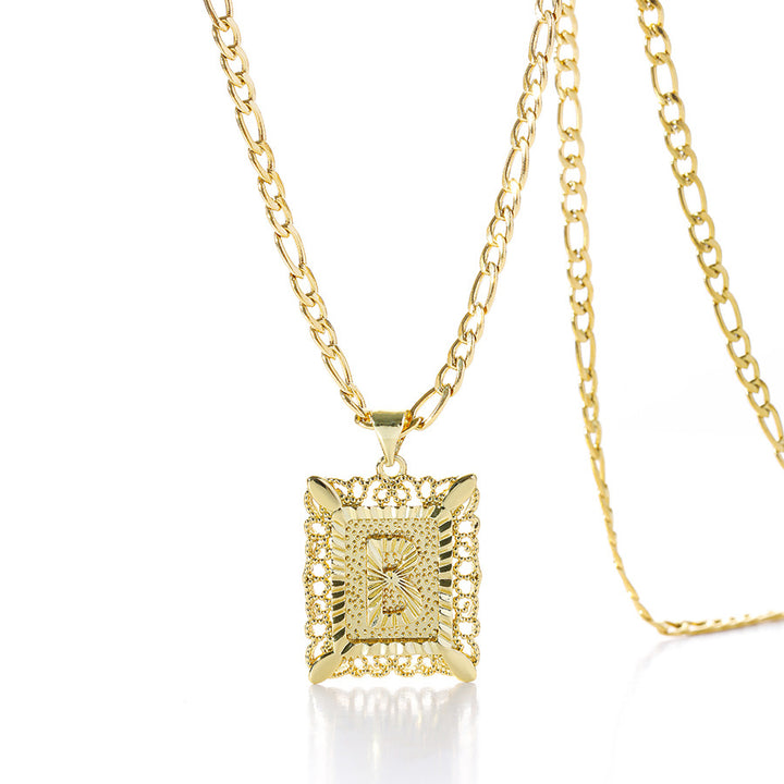 Square 14K Gold Alphabet Necklace