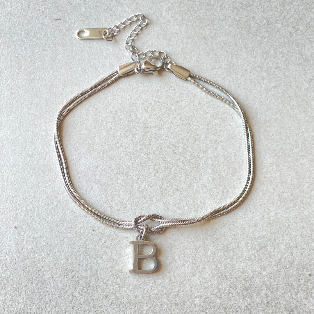 26 Letter Pendant Handmade Knotted Herringbone Snake Chain Couple Bracelet