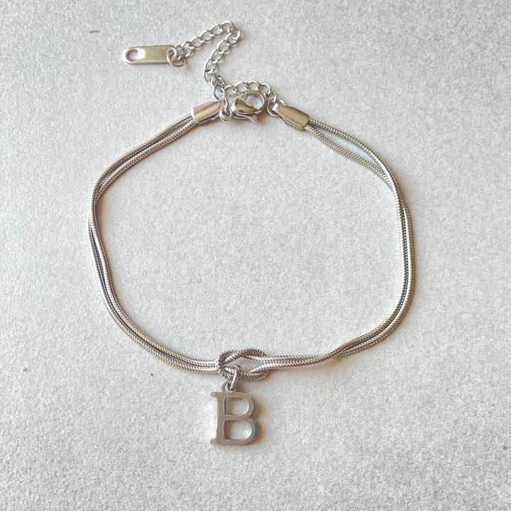 26 Letter Pendant Handmade Knotted Herringbone Snake Chain Couple Bracelet