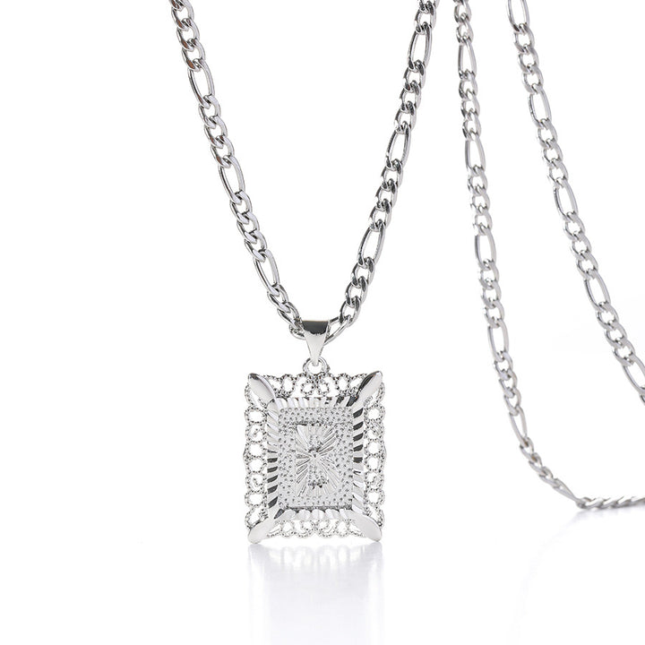 Square 14K Gold Alphabet Necklace