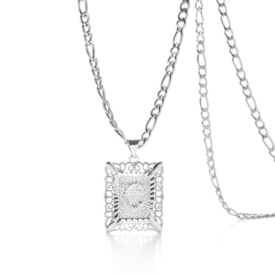 Square 14K Gold Alphabet Necklace