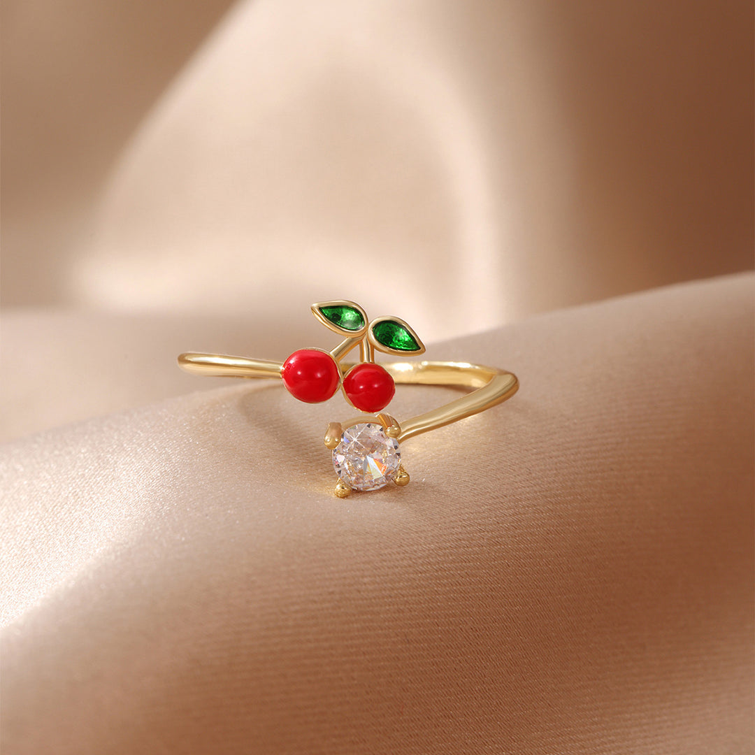 Gold Cherry Fruit Ring for Women