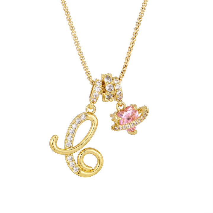 Dopamine 26 English Floral Letter Necklace - Girls' Light Luxury Niche High-End Jewelry