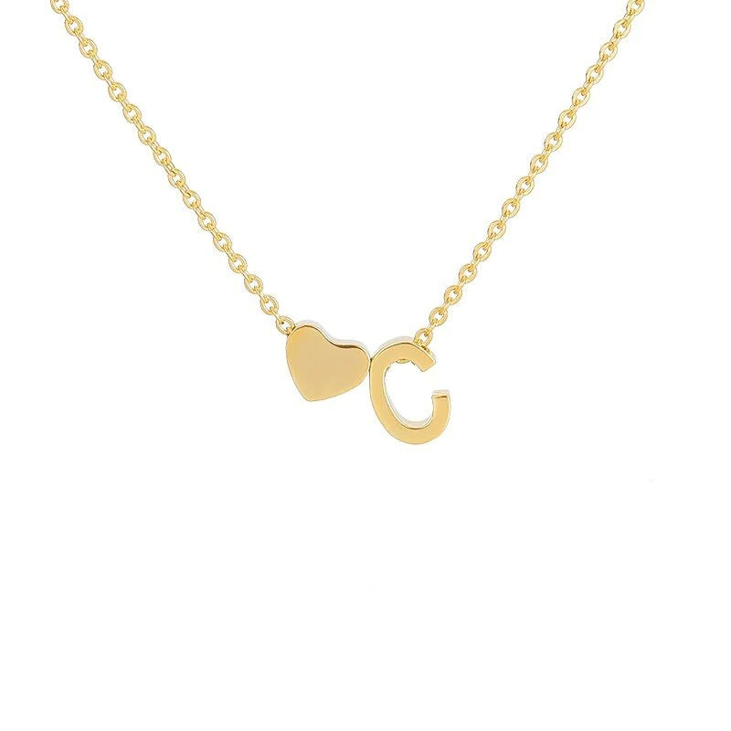 Heart & Initial Letter Choker (26 Letters Optional | Gold/Silver Dual Tone)