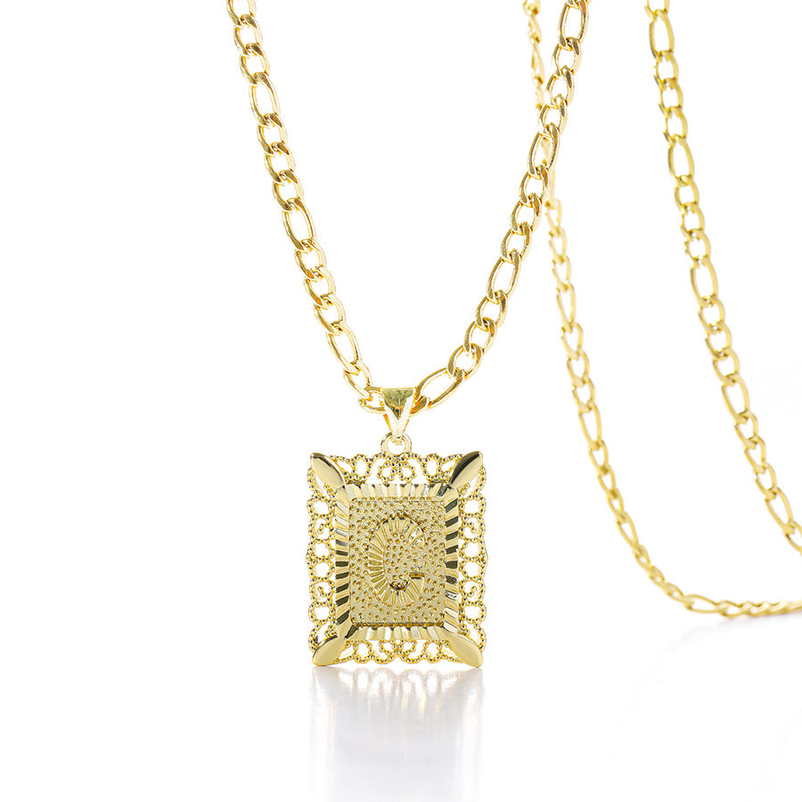Square 14K Gold Alphabet Necklace