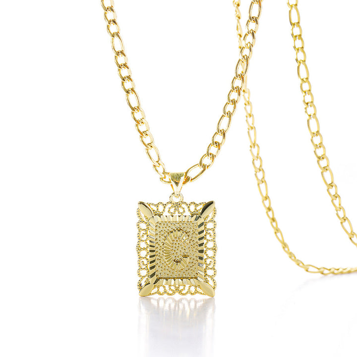 Square 14K Gold Alphabet Necklace