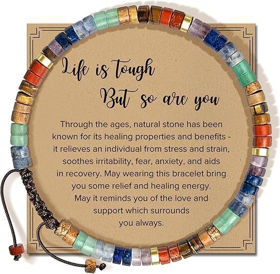 Thanksgiving Gift – 4mm Natural Stone Braided Bracelet with Greeting Card (Adjustable)