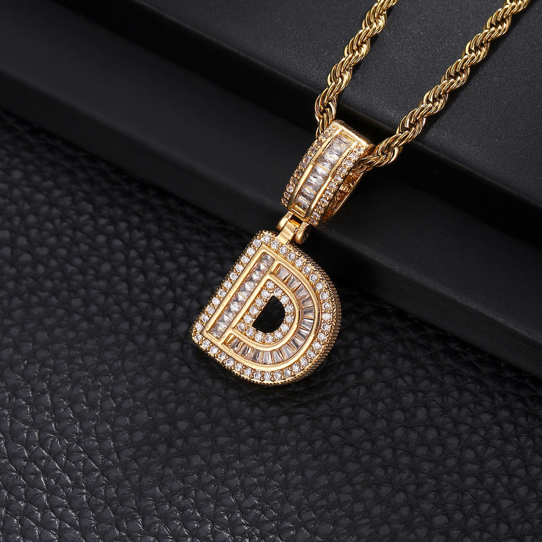 Full-Diamond Letter Cuban Link Necklace (26 Letters Optional | Gold/Silver Dual Tone)