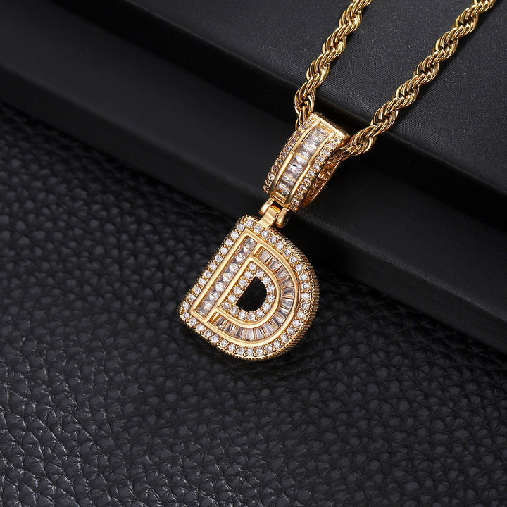 Full-Diamond Letter Cuban Link Necklace (26 Letters Optional | Gold/Silver Dual Tone)