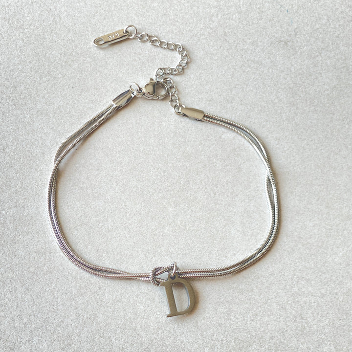 26 Letter Pendant Handmade Knotted Herringbone Snake Chain Couple Bracelet