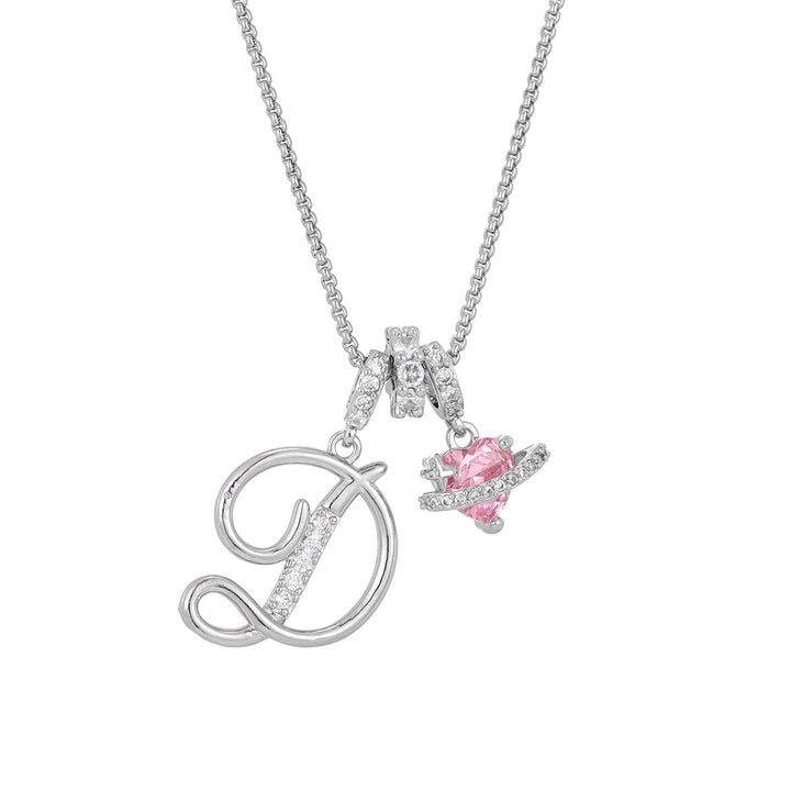 Dopamine 26 English Floral Letter Necklace - Girls' Light Luxury Niche High-End Jewelry