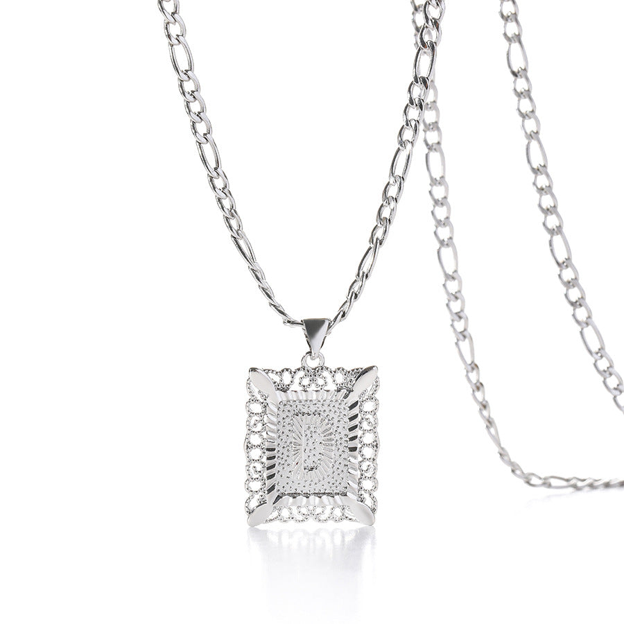 Square 14K Gold Alphabet Necklace