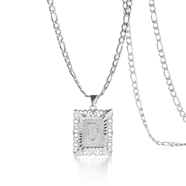 Square 14K Gold Alphabet Necklace