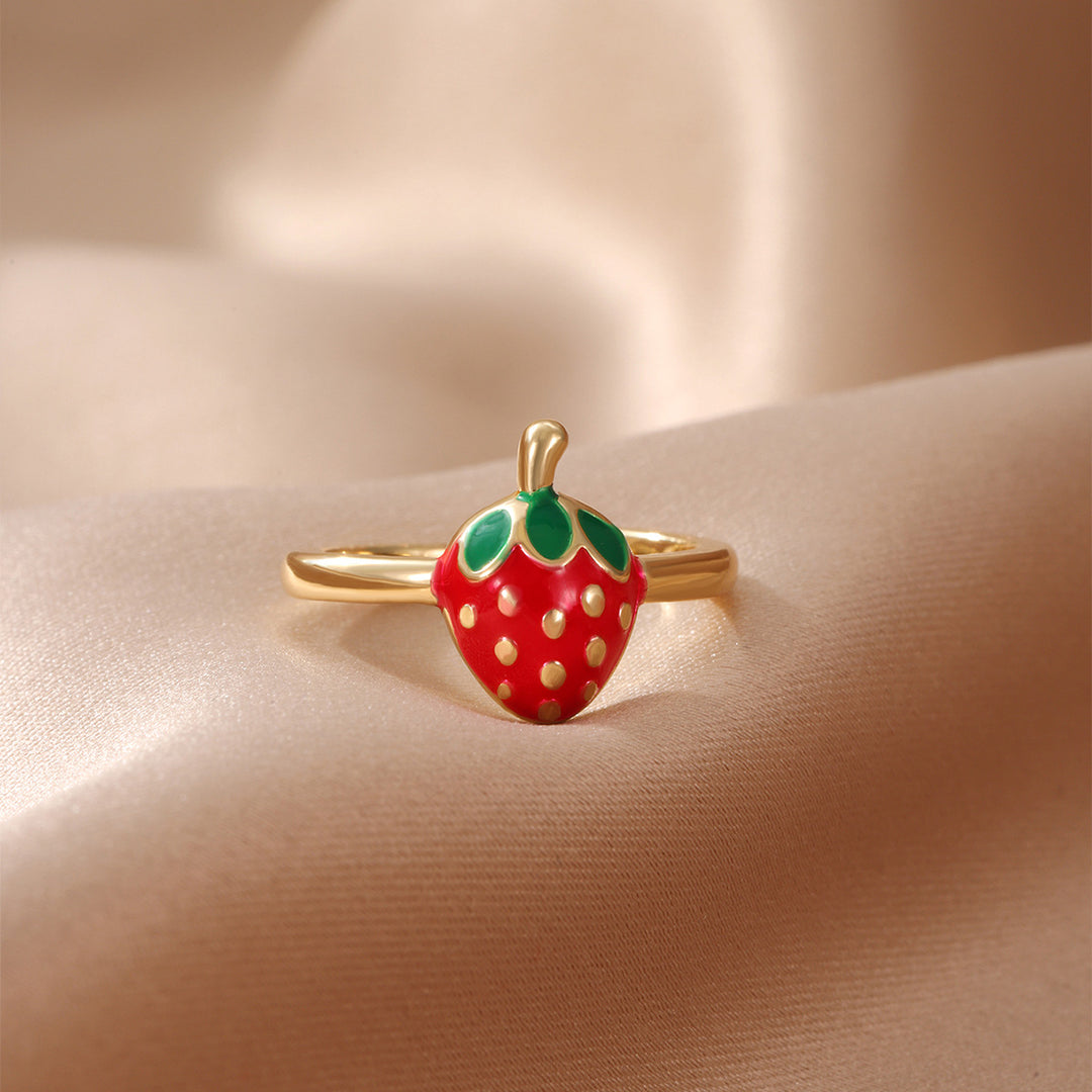 Gold Cherry Fruit Ring for Women