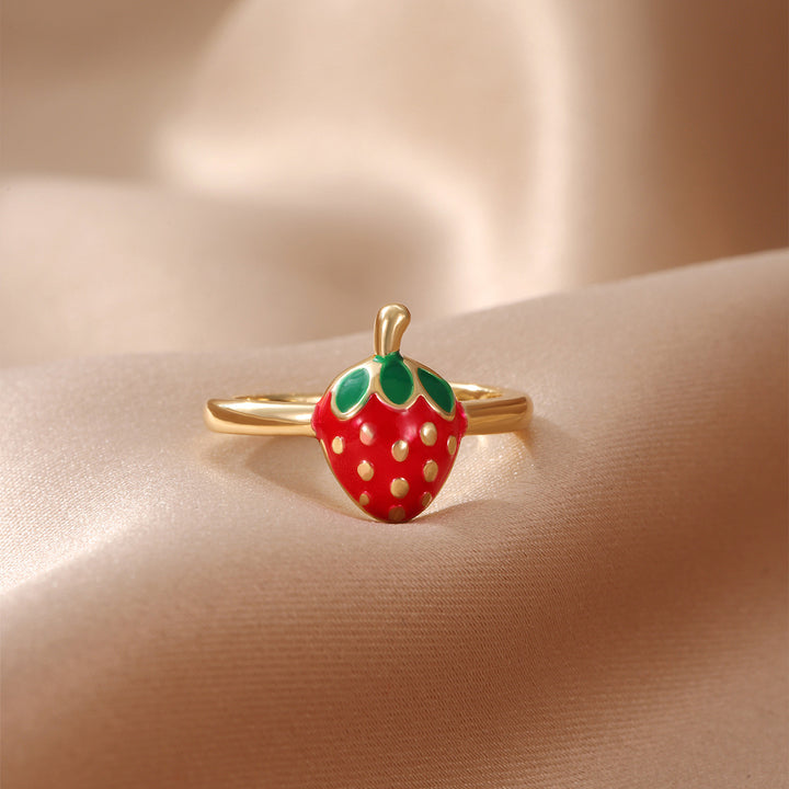 Gold Cherry Fruit Ring for Women