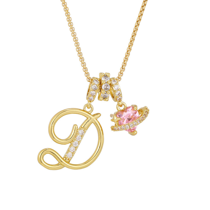 Dopamine 26 English Floral Letter Necklace - Girls' Light Luxury Niche High-End Jewelry
