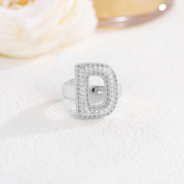 Bubble Letter Full-diamond Open Ring