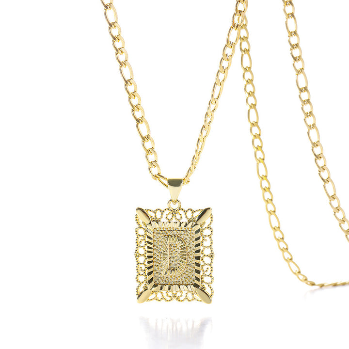 Square 14K Gold Alphabet Necklace