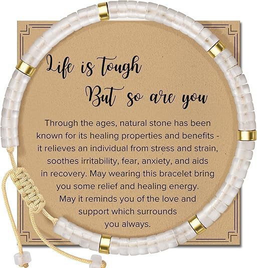 Thanksgiving Gift – 4mm Natural Stone Braided Bracelet with Greeting Card (Adjustable)