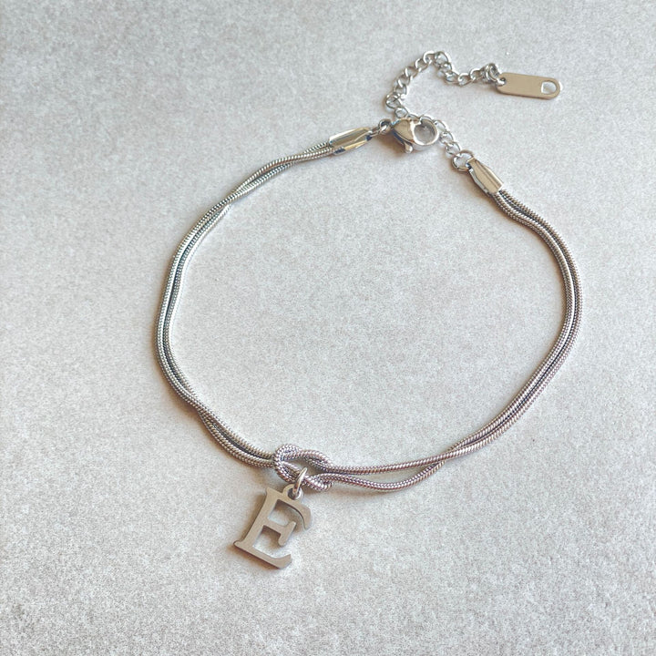 26 Letter Pendant Handmade Knotted Herringbone Snake Chain Couple Bracelet