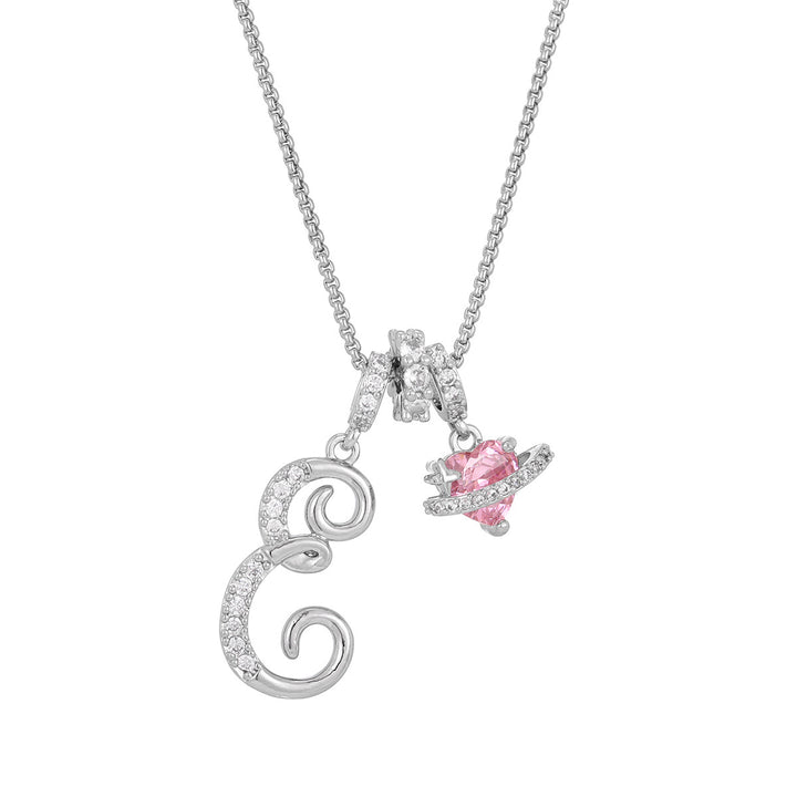 Dopamine 26 English Floral Letter Necklace - Girls' Light Luxury Niche High-End Jewelry