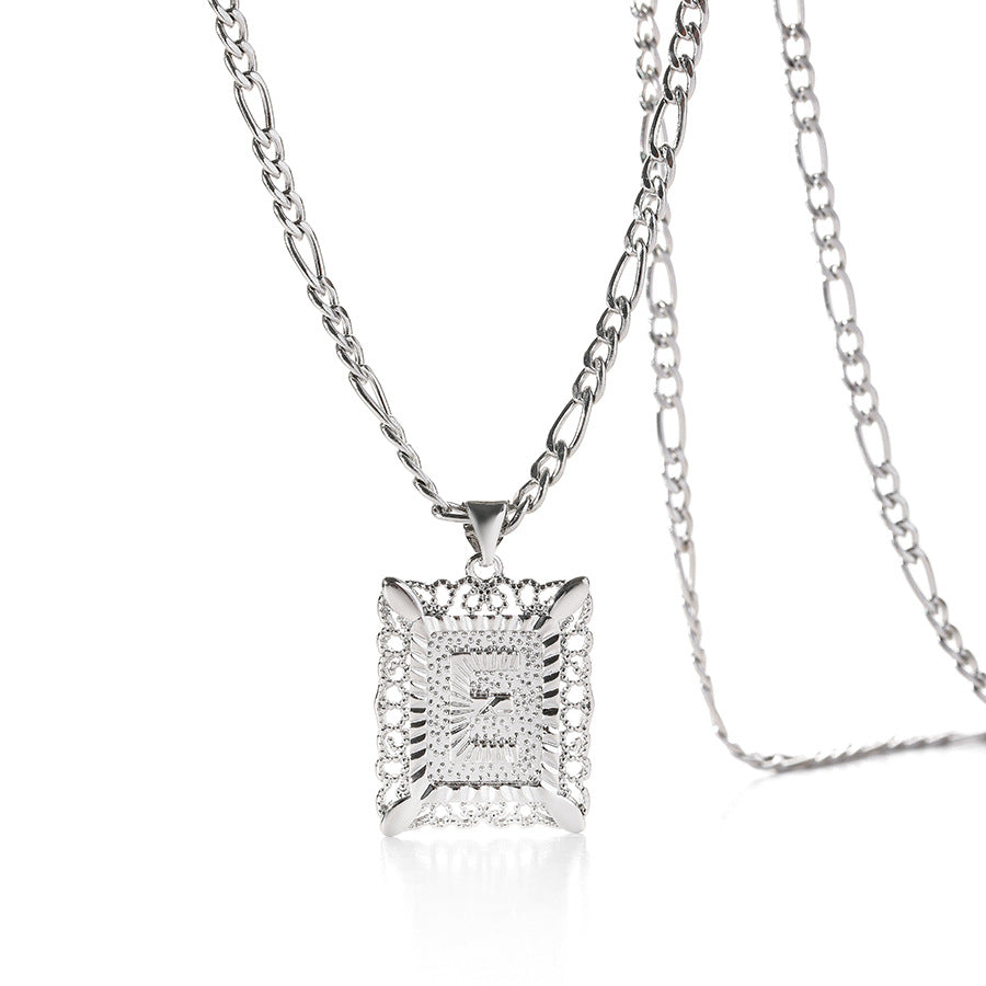 Square 14K Gold Alphabet Necklace