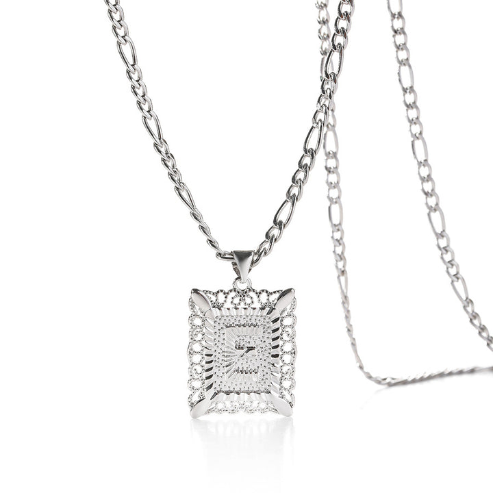 Square 14K Gold Alphabet Necklace