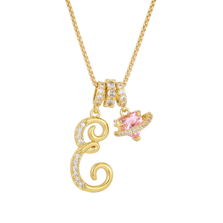 Dopamine 26 English Floral Letter Necklace - Girls' Light Luxury Niche High-End Jewelry