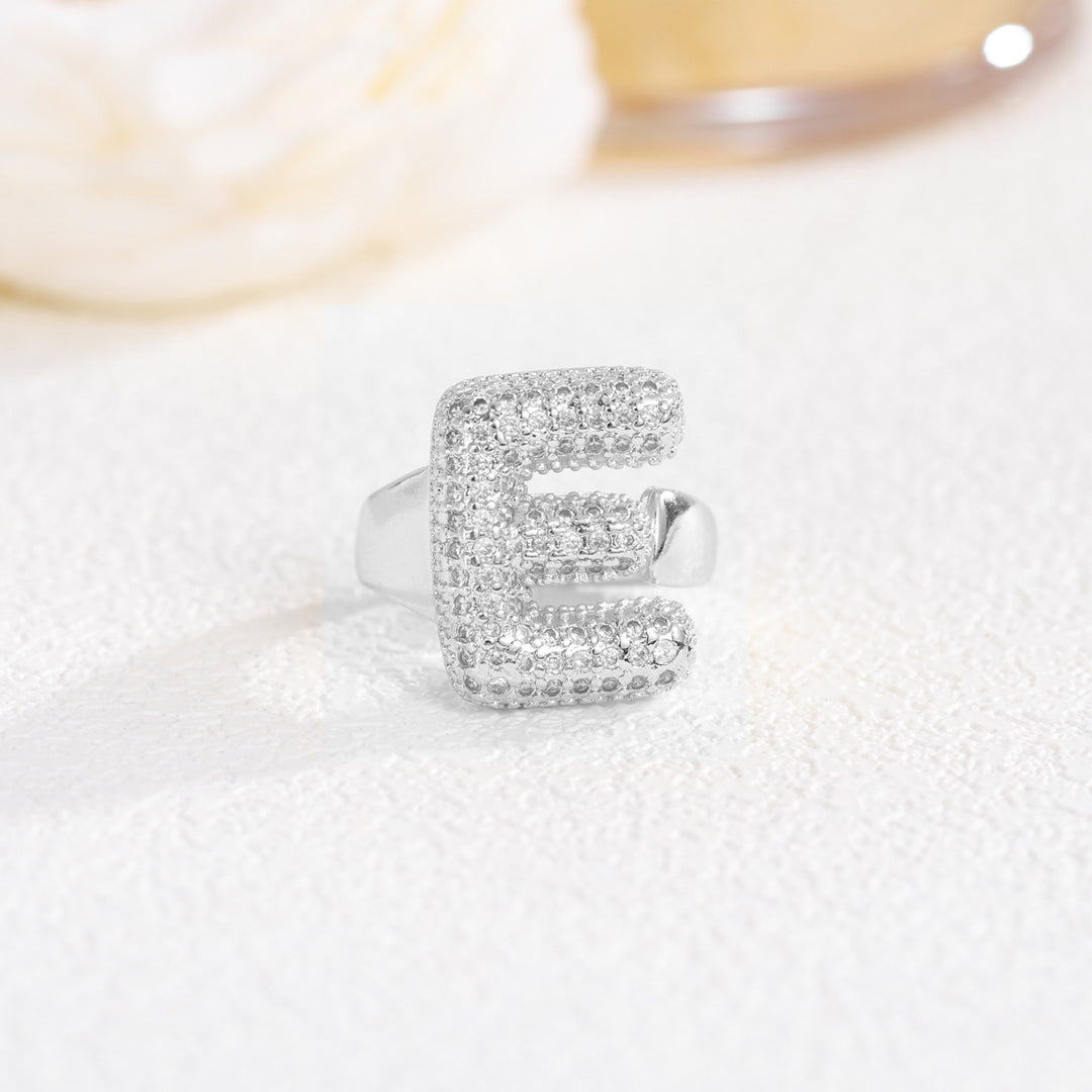 Bubble Letter Full-diamond Open Ring