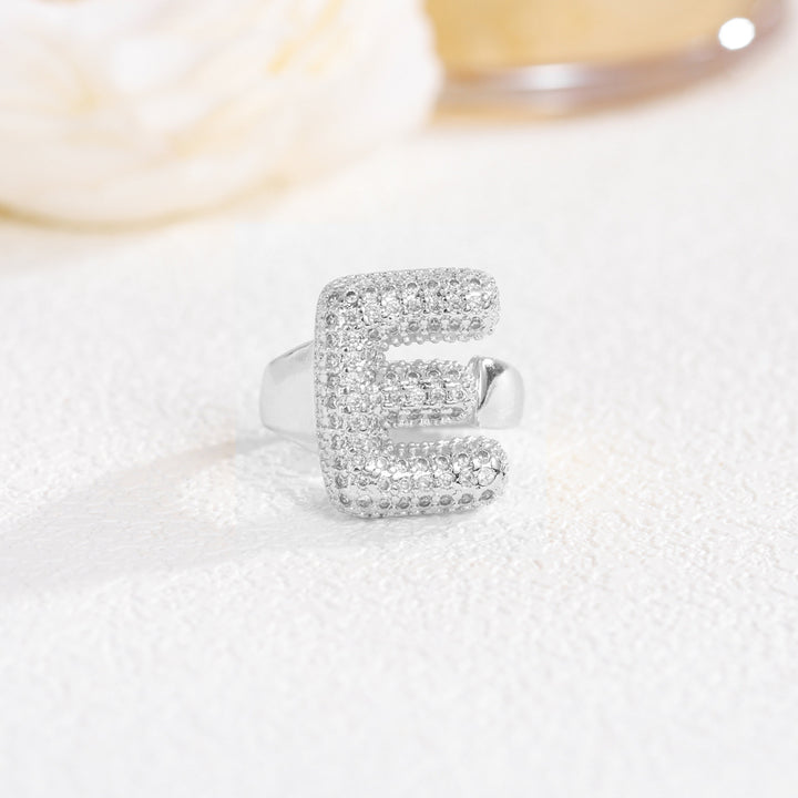 Bubble Letter Full-diamond Open Ring