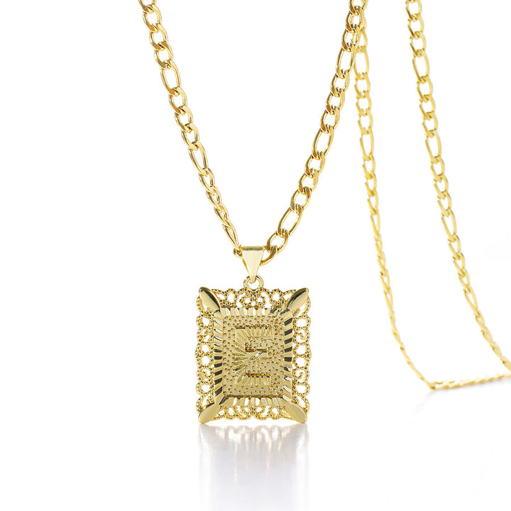 Square 14K Gold Alphabet Necklace