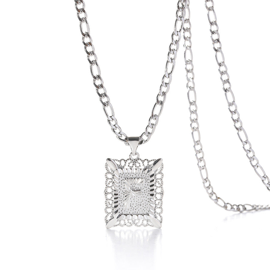 Square 14K Gold Alphabet Necklace