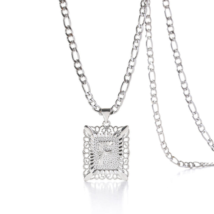 Square 14K Gold Alphabet Necklace