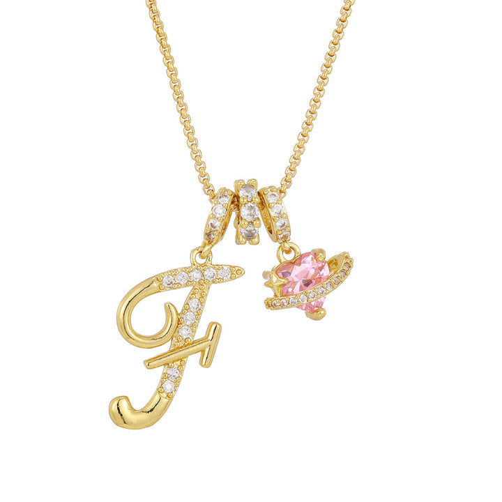 Dopamine 26 English Floral Letter Necklace - Girls' Light Luxury Niche High-End Jewelry