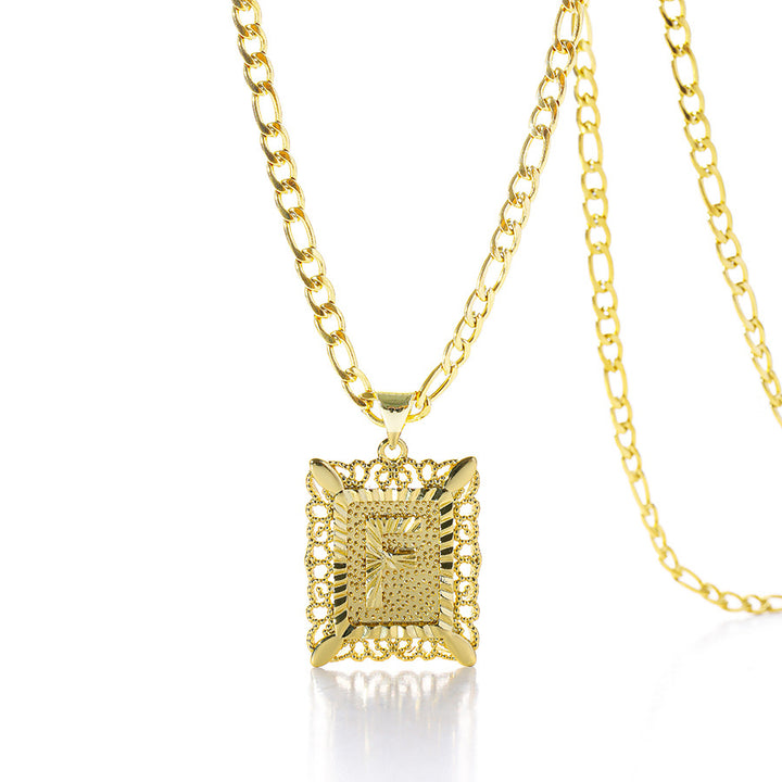 Square 14K Gold Alphabet Necklace