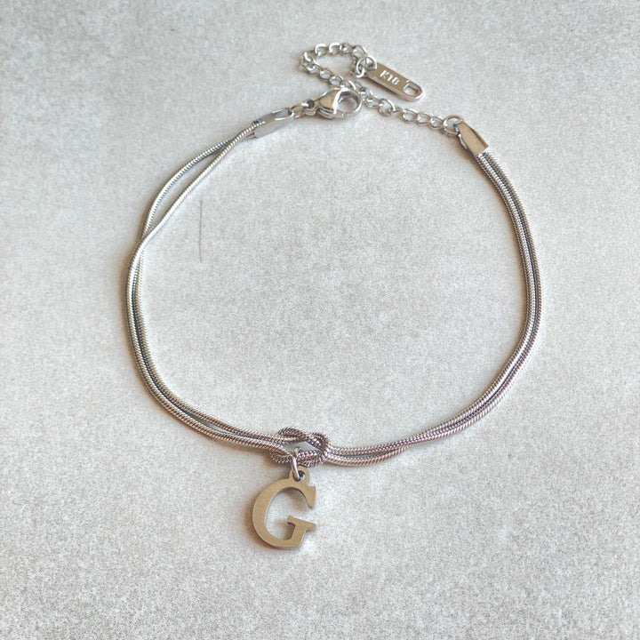 26 Letter Pendant Handmade Knotted Herringbone Snake Chain Couple Bracelet