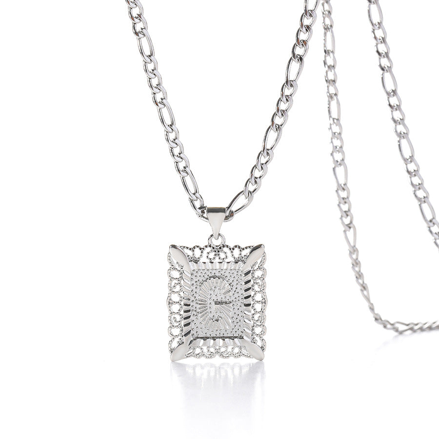 Square 14K Gold Alphabet Necklace