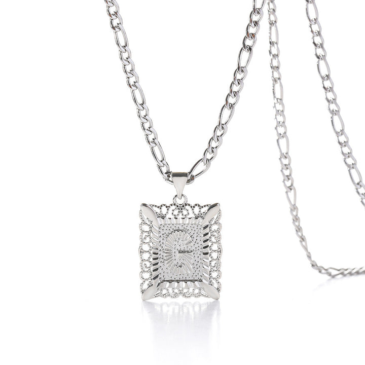 Square 14K Gold Alphabet Necklace
