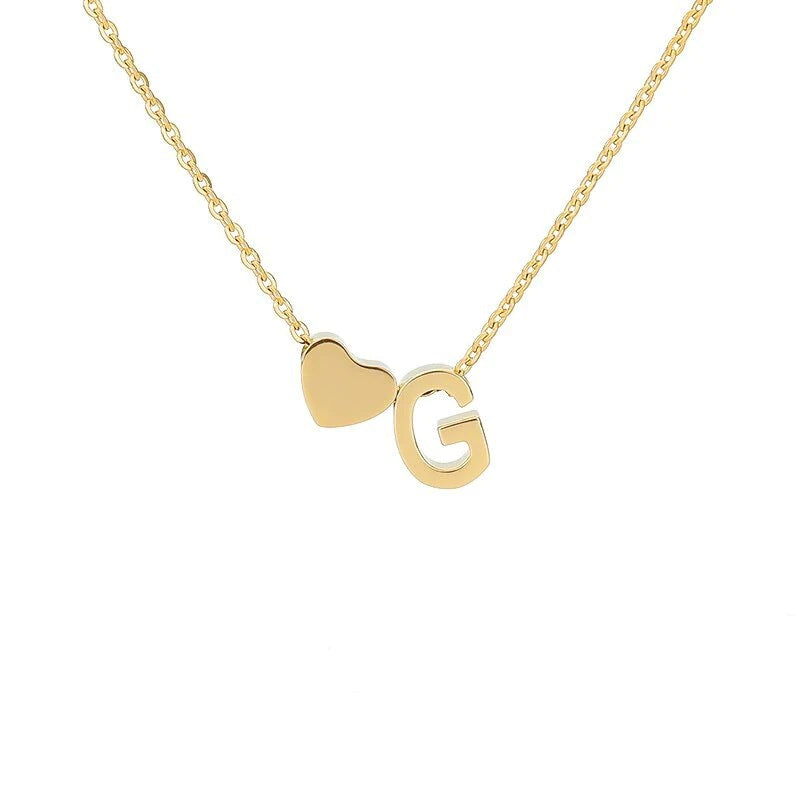 Heart & Initial Letter Choker (26 Letters Optional | Gold/Silver Dual Tone)