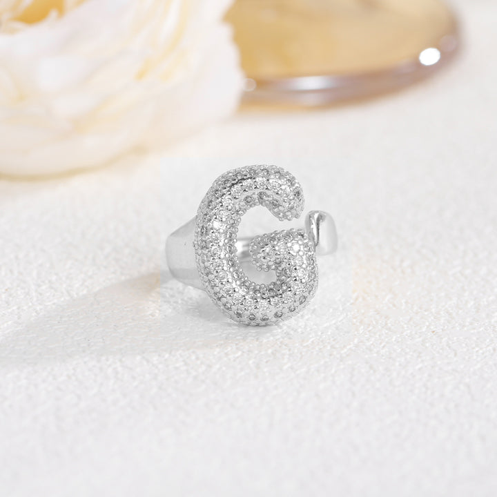 Bubble Letter Full-diamond Open Ring
