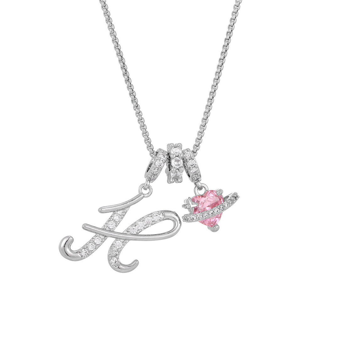 Dopamine 26 English Floral Letter Necklace - Girls' Light Luxury Niche High-End Jewelry