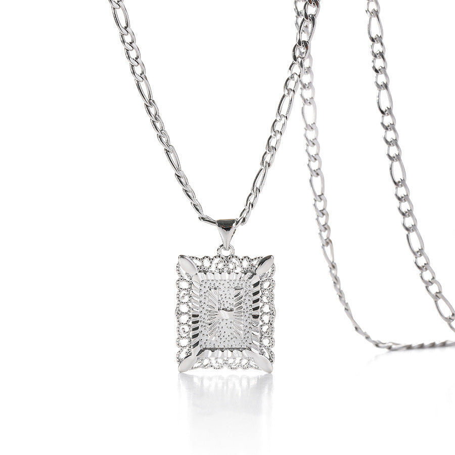 Square 14K Gold Alphabet Necklace